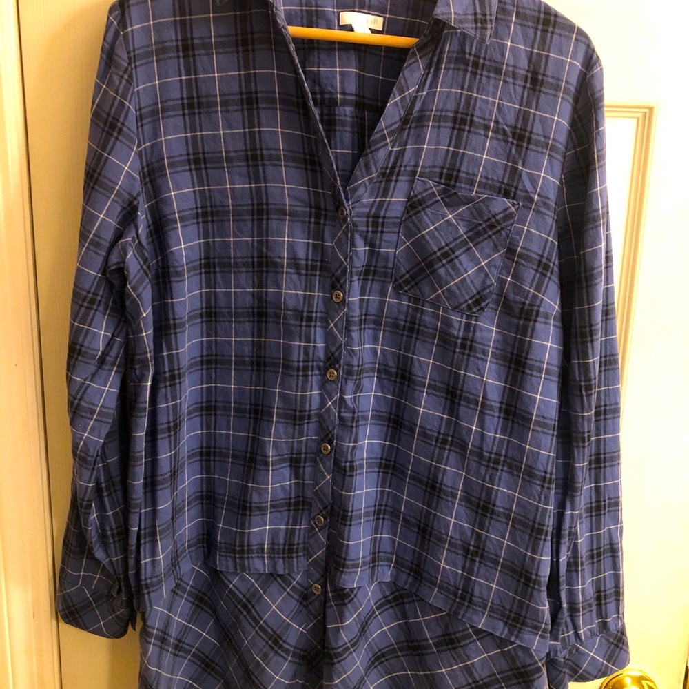 J Jill mixed tartan button up shirt. Blue plaid sz- XL